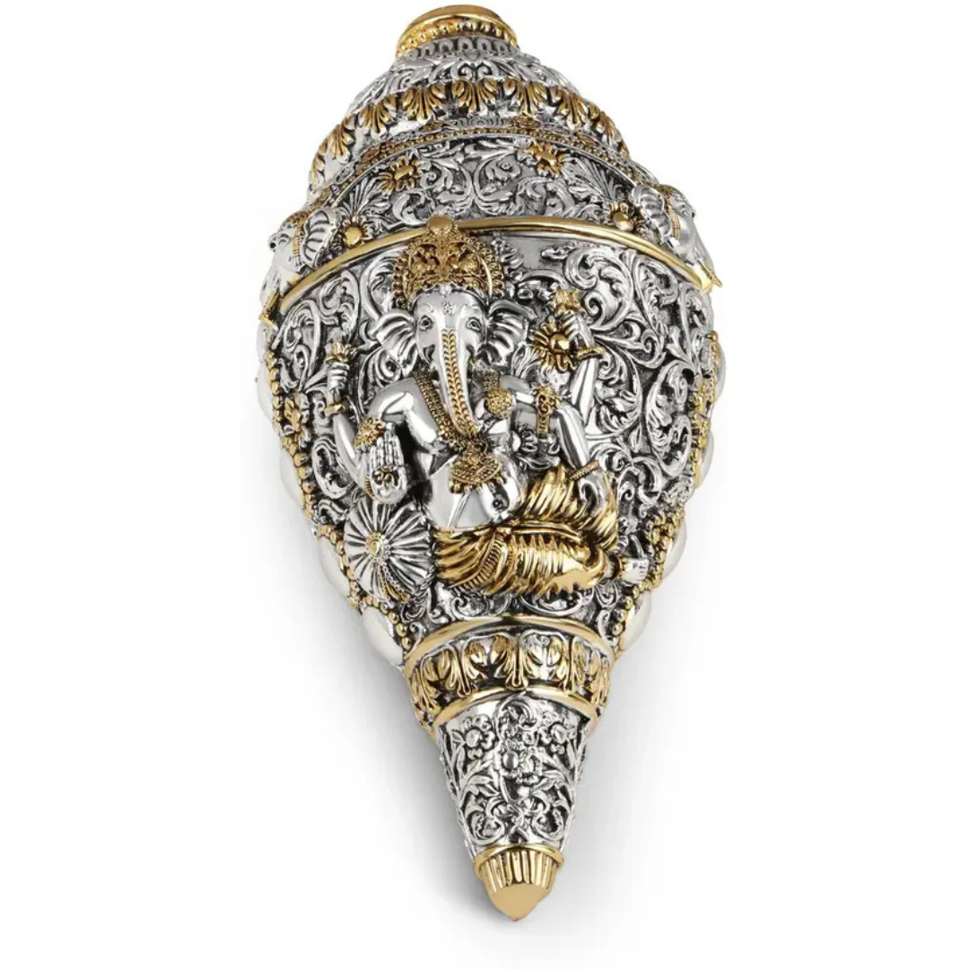 Dailyalley Gold Plated Ganesh Shank For Wealth, wellness and Prosparity Dailyalley