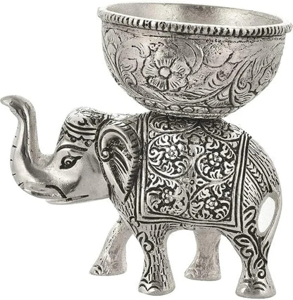 Luxury Silver Elephant Figurine Set: Intricate Metal Home Decor Accent, Good Luck Gift, Tealight Candle Holder Dailyalley