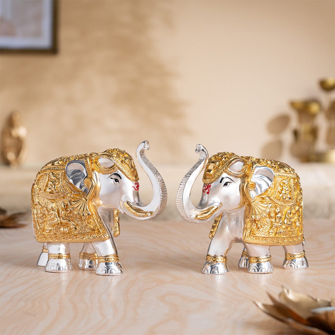 Daily Alley TrunkUp Elephant Pair - Gold & Silver Plated Dailyalley