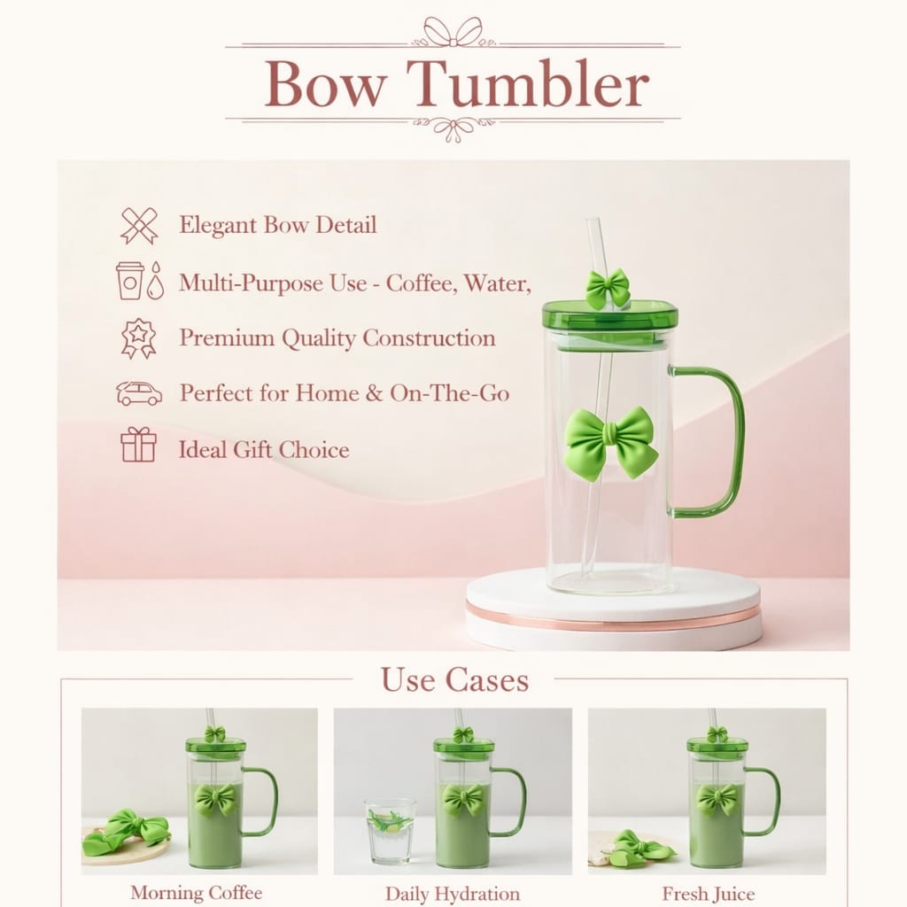 Bow Tumbler For Drinks like coffee, water or juice