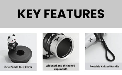 DailyAlley Panda Water Bottle - A 700ml leakproof, reusable bottle with a cute cherry design. Perfect for school, travel, and the office. Dailyalley