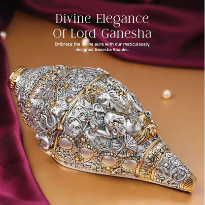Dailyalley Gold Plated Ganesh Shank For Wealth, wellness and Prosparity Dailyalley