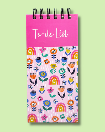 Pink Flower To-Do List Notepad | Daily Planner for Tasks, Study & Groceries | Wirebound Checklist Pad | 50 Tear-Off Sheets | 264 Pages | 80 GSM | 9.2x19.8 cm Dailyalley